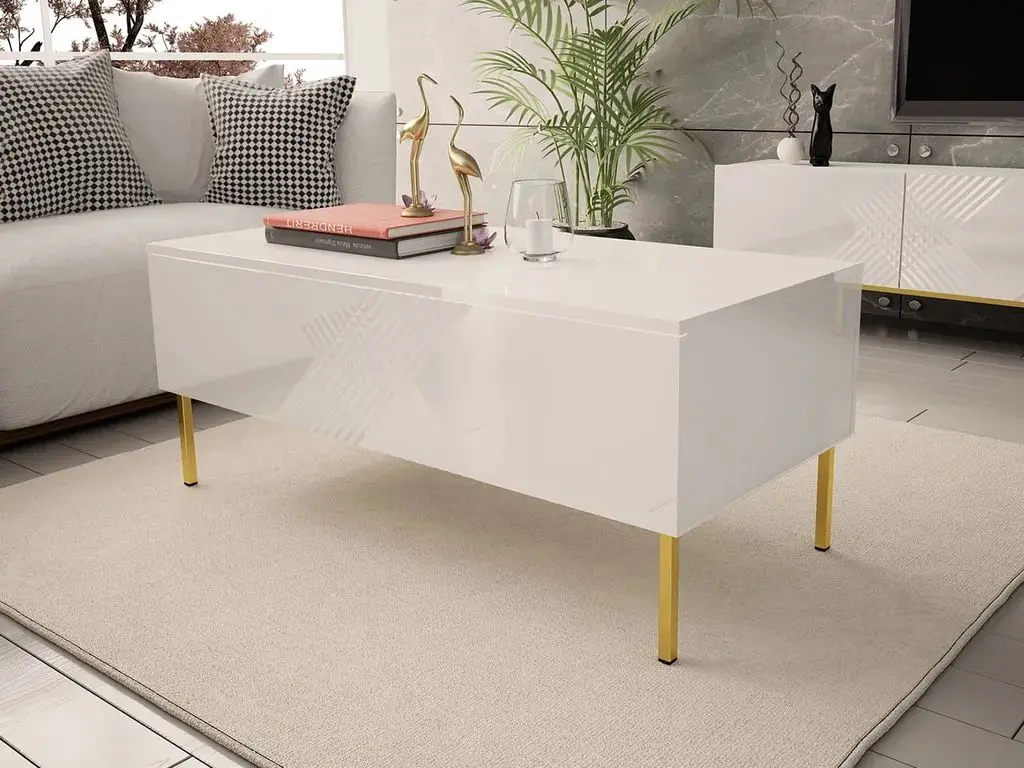 Журнальный столик Mirjan24 Madrielle 120/Exito 120 (White/White Gloss) - 4