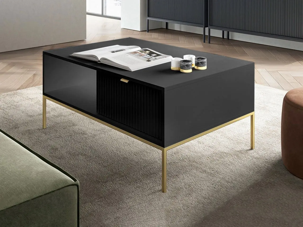 Журнальный столик Mirjan24 Mijano ML104/Nova L104 (Black/Gold)