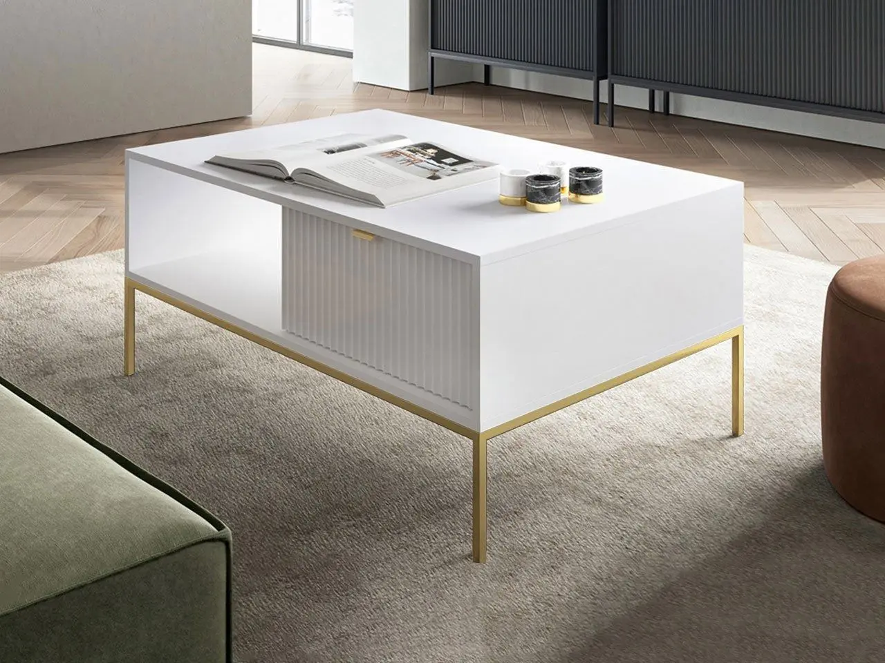 Журнальный столик Mirjan24 Mijano ML104/Nova L104 (White/Gold)