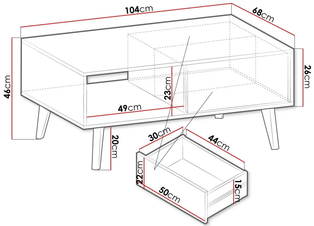 Журнальный столик Mirjan24 Mostero MSL104/Willow (Artisan Oak/Black) - 2