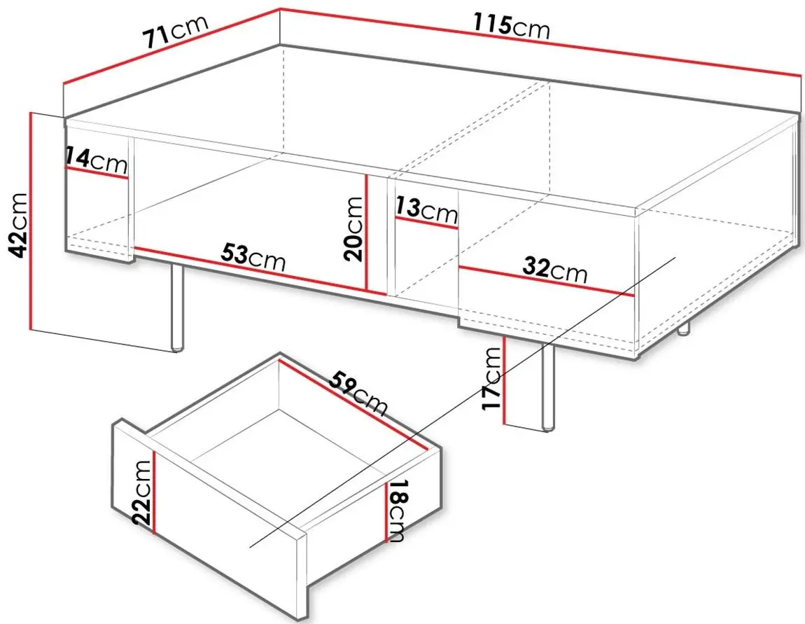 Masa pentru reviste Mirjan24 Salzo SL07 (Graphite/San Sebastian) - 2