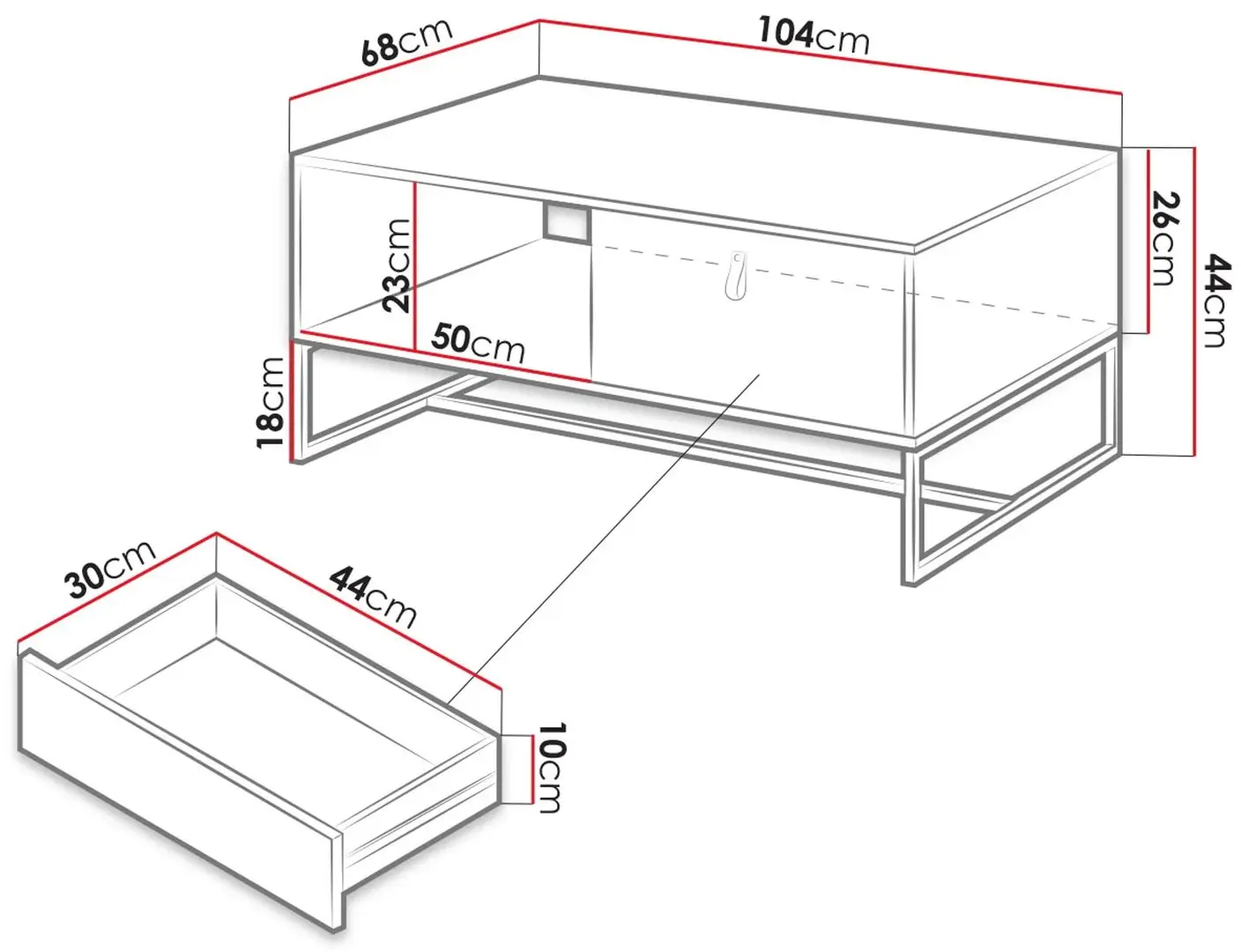 Masa pentru reviste Mirjan24 Sokrates/Dark SOL104 (Ribbeck Oak/Black Stone) - 3
