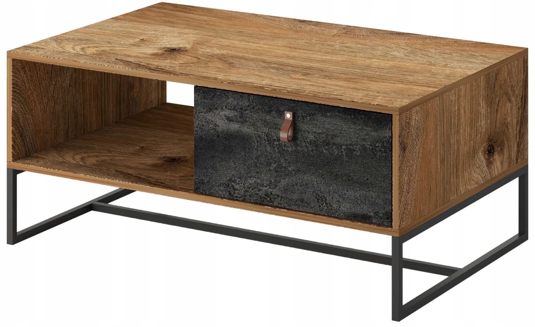 Masa pentru reviste Mirjan24 Sokrates/Dark SOL104 (Ribbeck Oak/Black Stone)