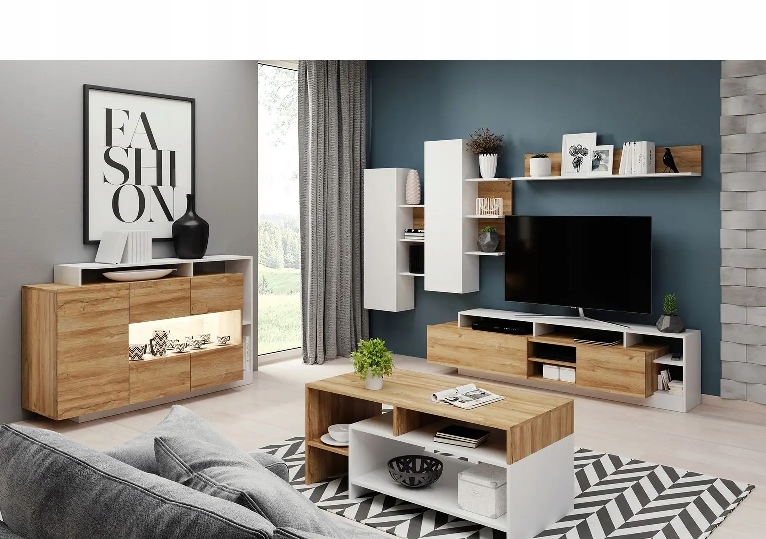 Masa pentru reviste Mirjan24 Tauron/Alva (White/Grand Oak) - 3