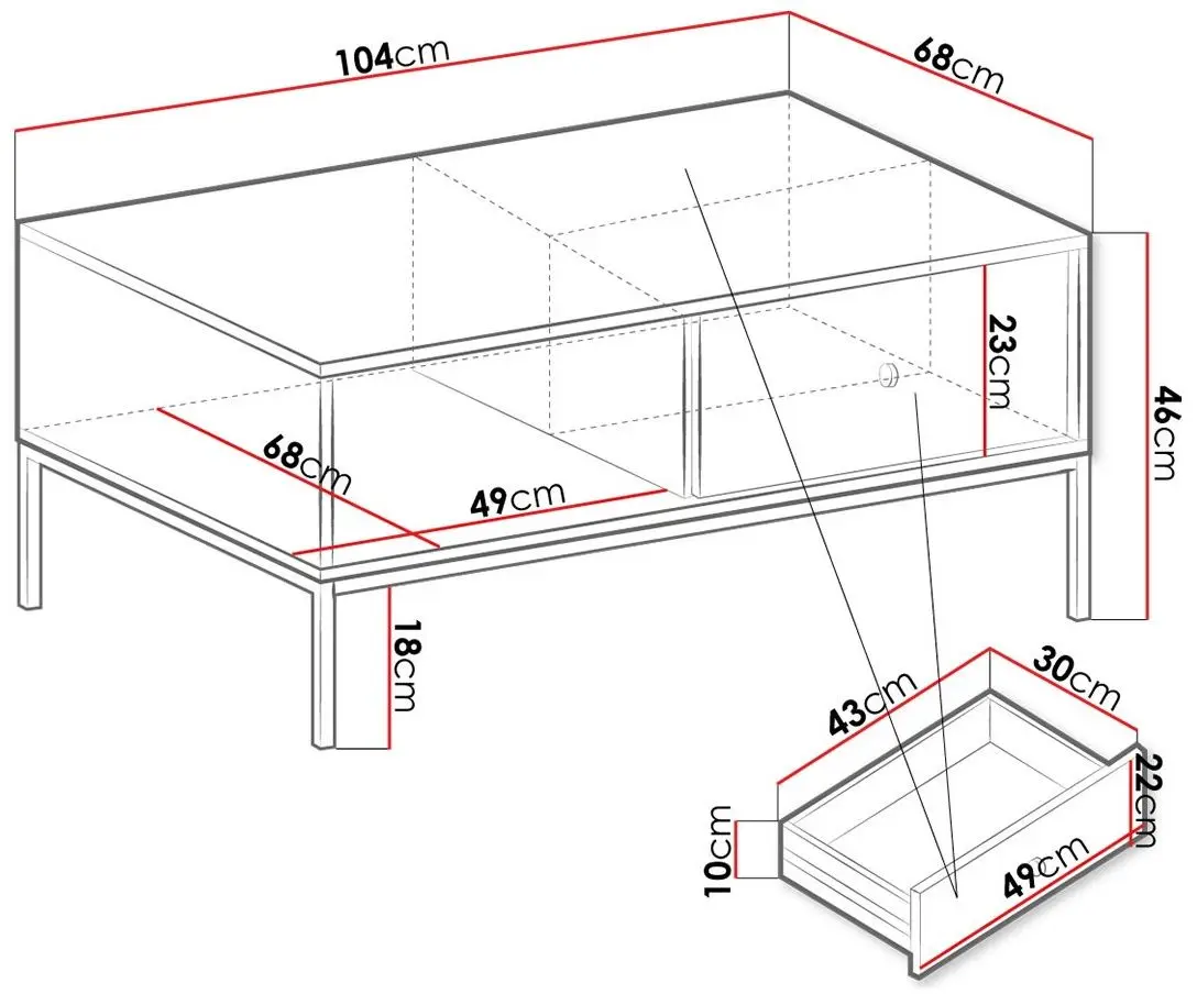 Журнальный столик Mirjan24 Tonkor TL104/Mono ML104 (White/Gold) - 2