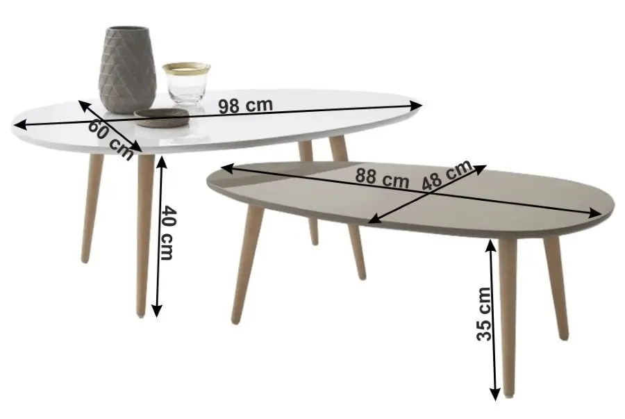 Set mese pentru reviste Mobhaus Doblo (White/Gray)