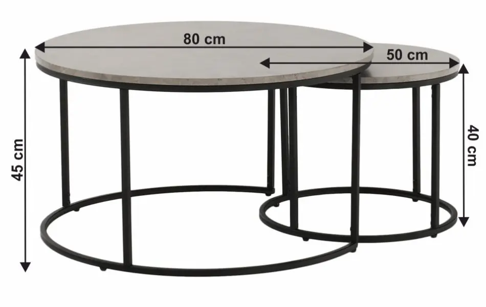 Set mese pentru reviste Mobhaus Iklin (Concrete/Black)