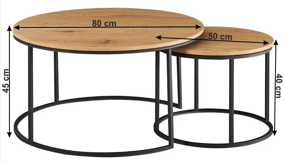 Set mese pentru reviste Mobhaus Iklin (Oak/Black)