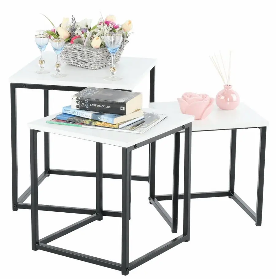 Set mese pentru reviste Mobhaus Kastler Typ 3 (White Mat/Black)