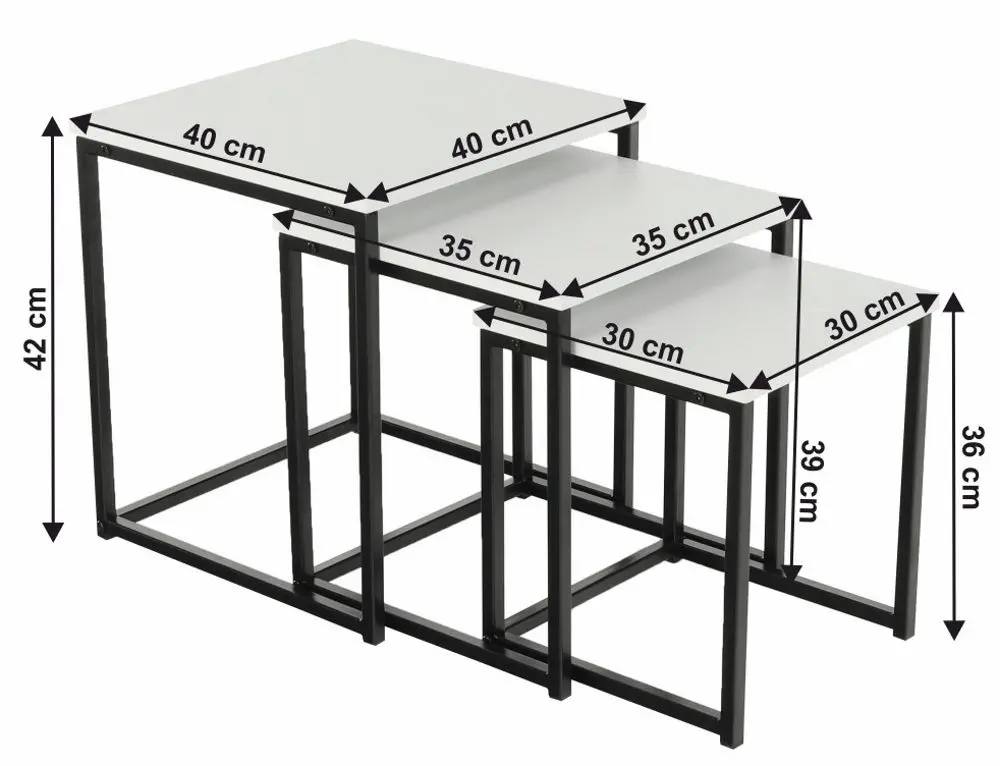 Set mese pentru reviste Mobhaus Kastler Typ 3 (White Mat/Black)