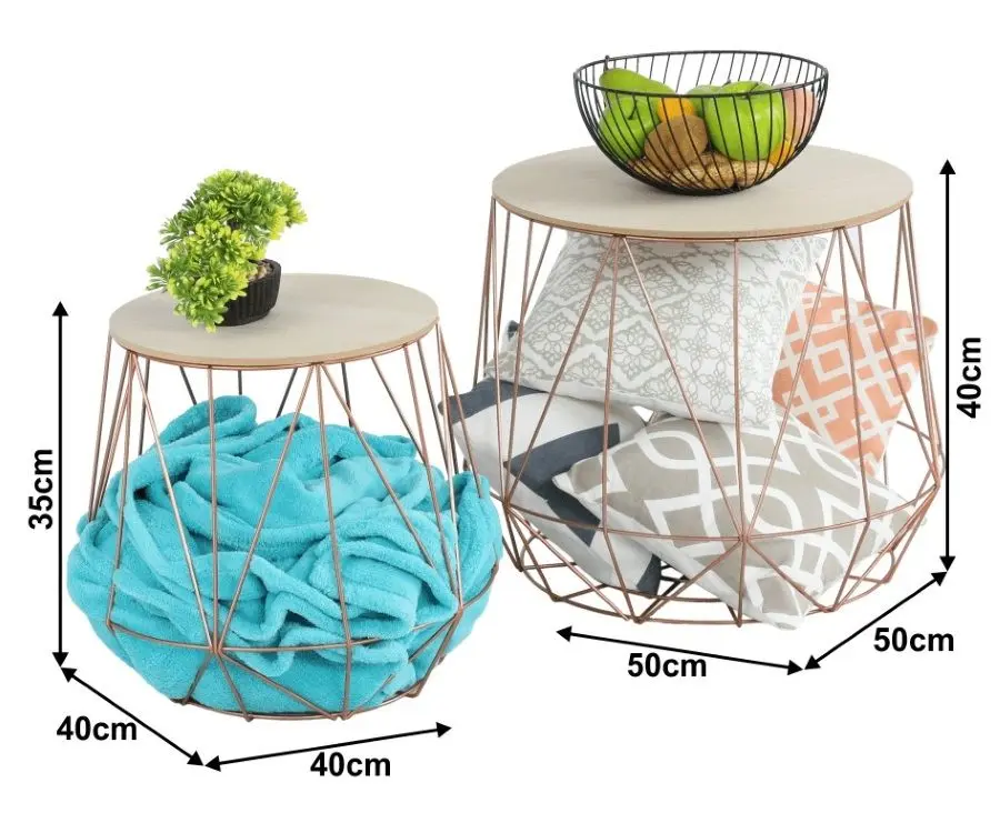 Набор журнальных столиков Mobhaus Dalux (Natural/Copper) - 2