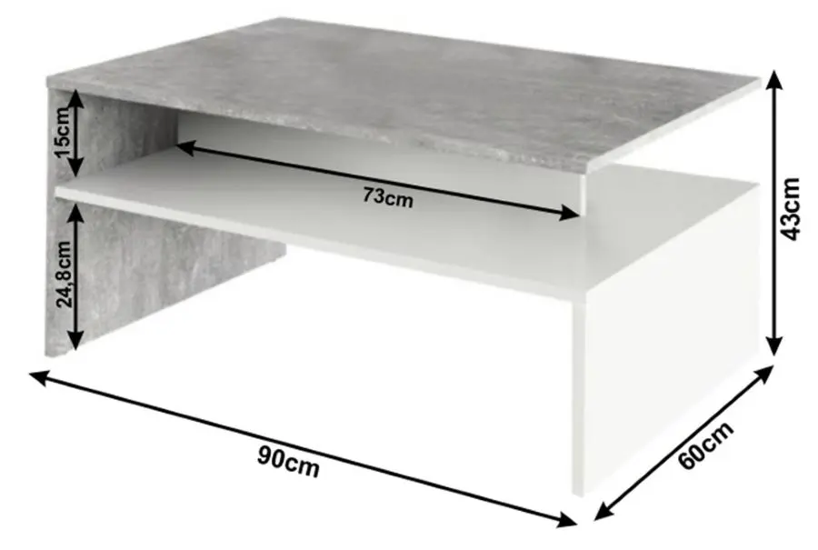 Masa pentru reviste Mobhaus Damoli (Concrete/White)