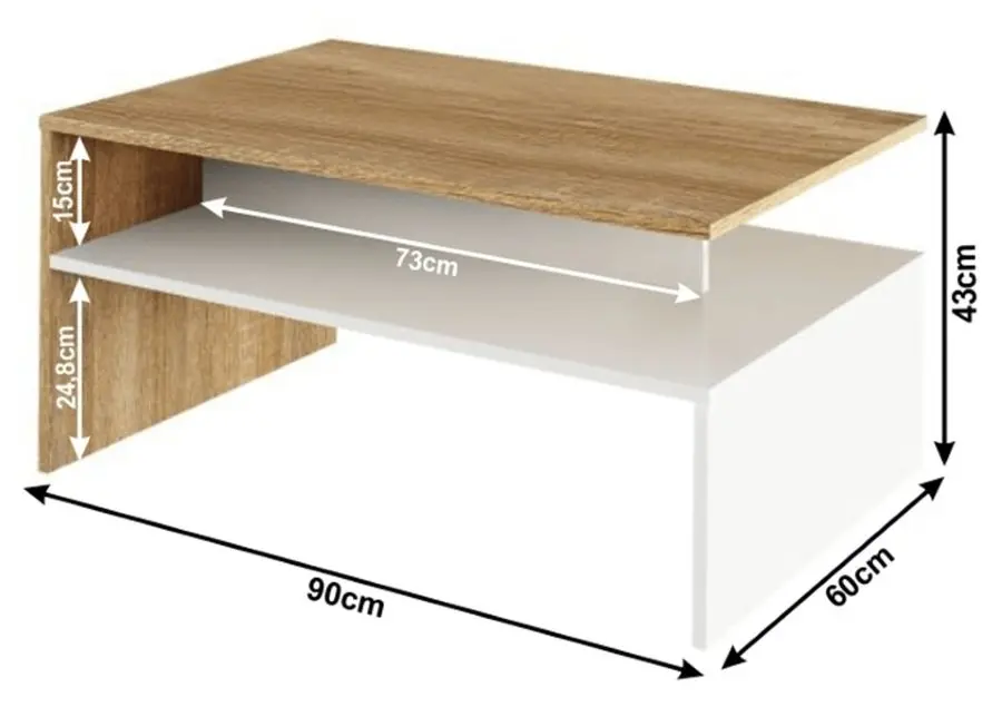 Masa pentru reviste Mobhaus Damoli (Sonoma Oak/White) - 3