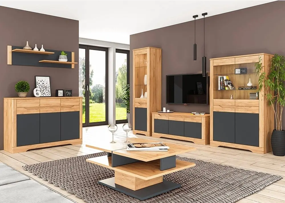 Masa pentru reviste Mobhaus Fidel T (Craft Oak Golden/Graphite Gray) - 2