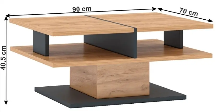 Masa pentru reviste Mobhaus Fidel T (Craft Oak Golden/Graphite Gray) - 3