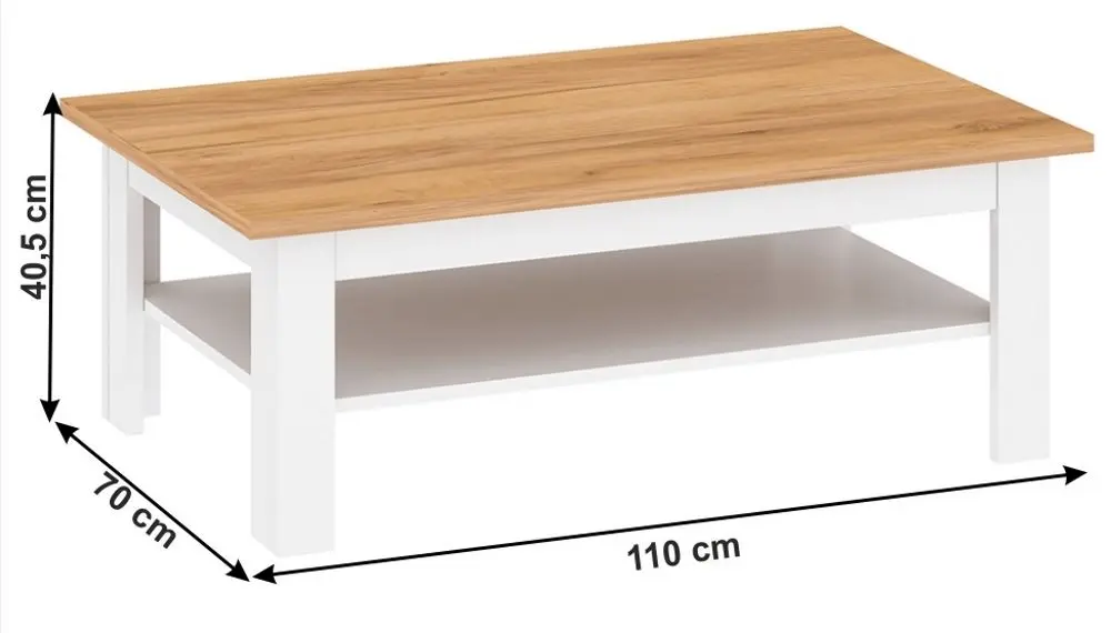 Журнальный столик Tempo Kondela Lanzette T (White/Craft Oak Golden)