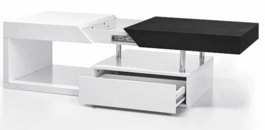 Журнальный столик Mobhaus Melida (White Extra High Gloss/Gray)