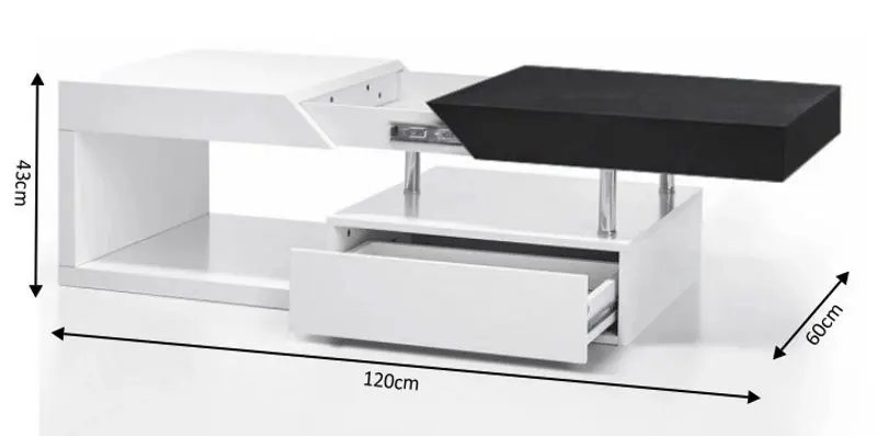 Журнальный столик Mobhaus Melida (White Extra High Gloss/Gray)