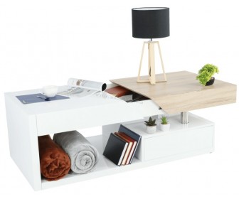 Masa pentru reviste Mobhaus Melida (White Extra High Gloss/Sonoma Oak)