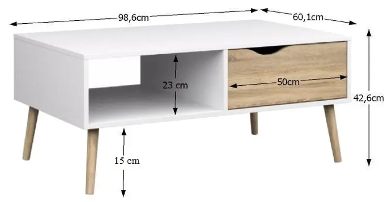 Masa pentru reviste Tempo Kondela Oslo 75384 (Sonoma Oak/White) - 2