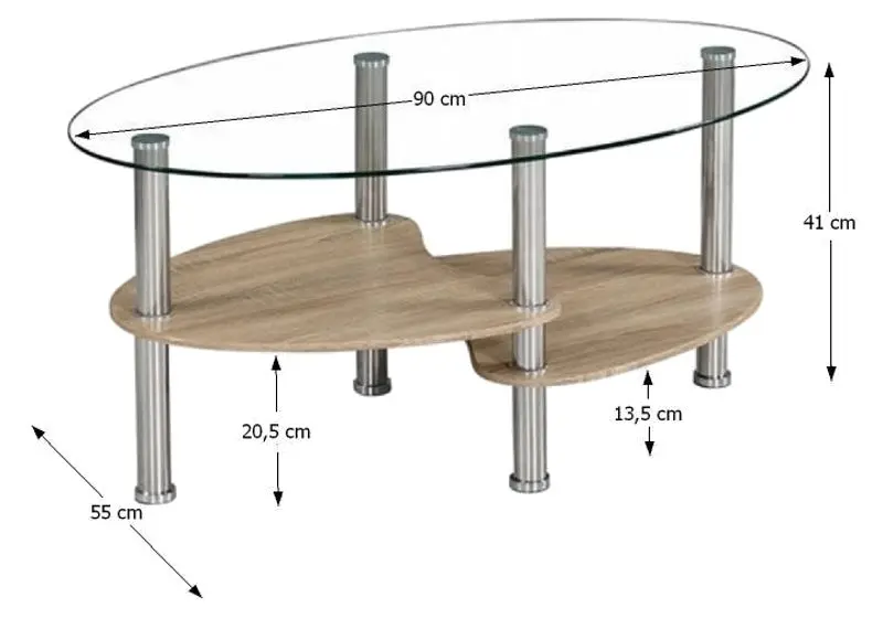 Masa pentru reviste Mobhaus Panty New (Sonoma Oak/Transparent)