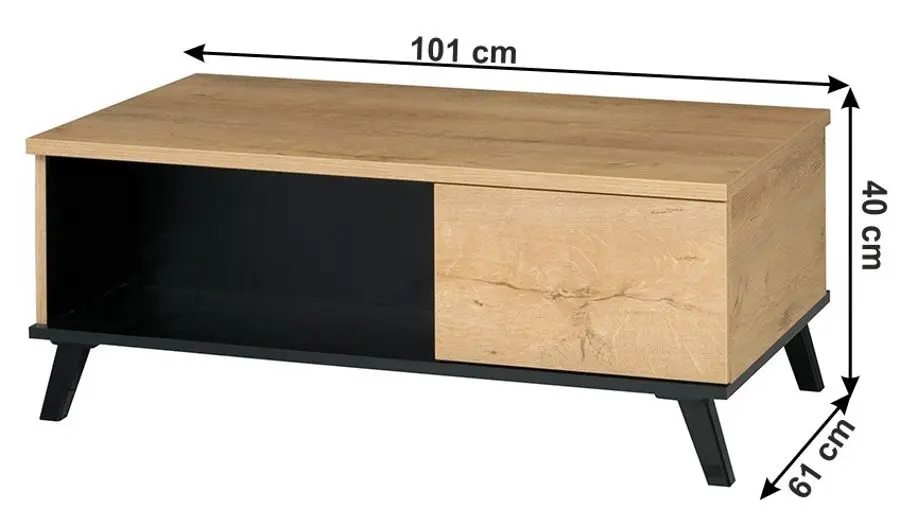 Журнальный столик Mobhaus Siran Typ 8 (Lefkas Oak/Black) - 3