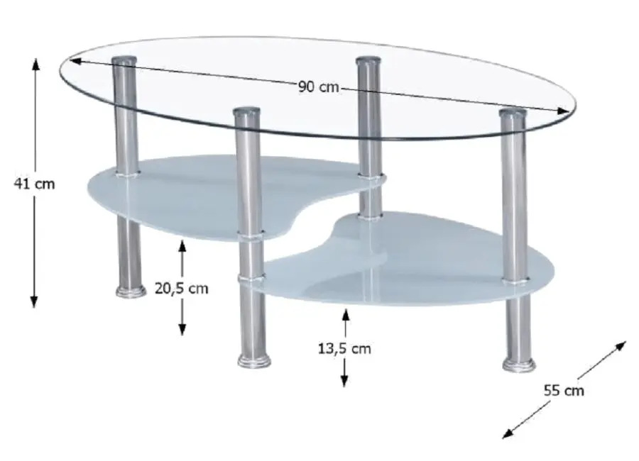 Masa pentru reviste Mobhaus Wave New (White/Transparent)