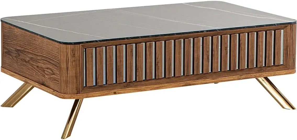 Masa pentru reviste ModaLife Demre (Walnut/Black Marble)