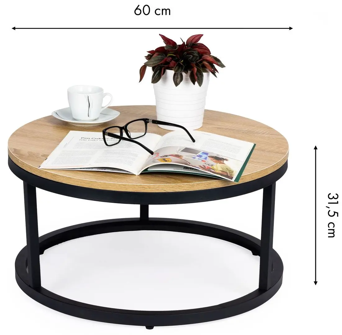 Masa pentru reviste Modern Home PJJCFT0068 (Black/Oak) - 2
