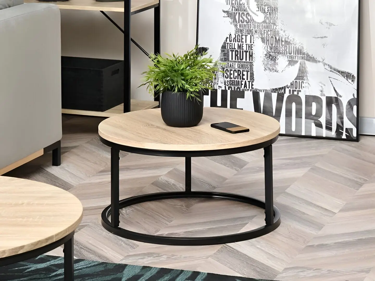 Masa pentru reviste Modern Home PJJCFT0068 (Black/Oak)