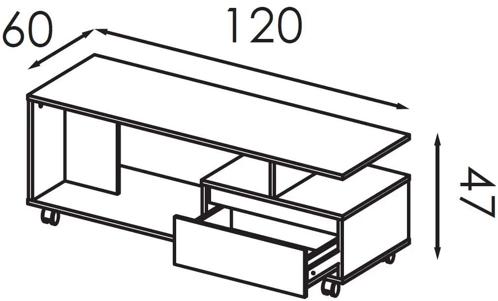 Masa pentru reviste Modern Komfi STJ 120cm (Craft Oak White)