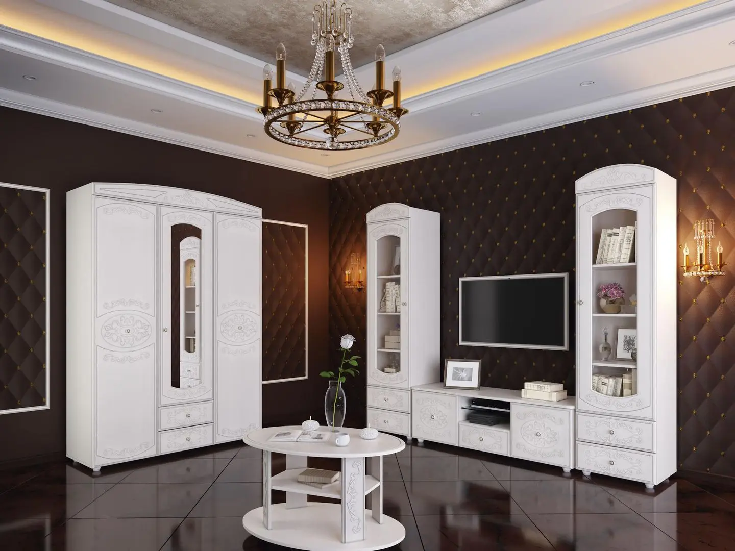 Masa pentru reviste Олмеко Karolina (Woodline Cream/Sandal White/Cream) - 2