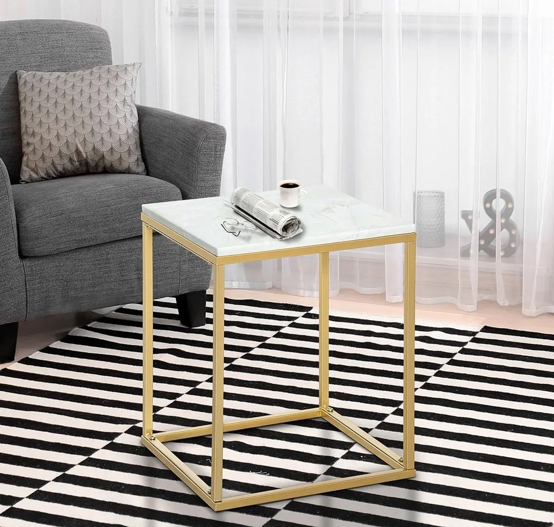 Журнальный столик Outsunny 84B-834GD (Gold/White)