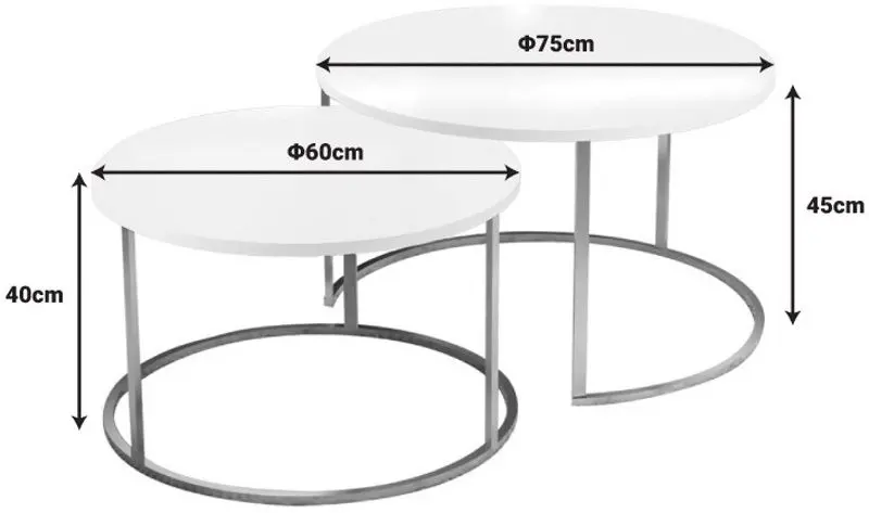 Набор журнальных столиков Prestige WH 2 pcs (White/Gold) - 3