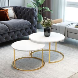 Set mese pentru reviste Prestige WH 2 pcs (White/Gold)