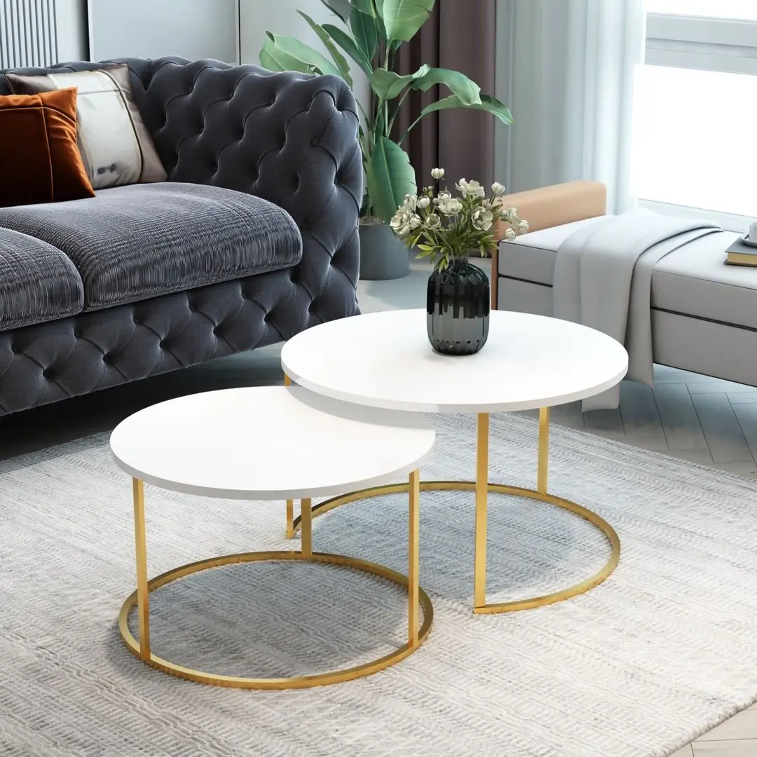 Набор журнальных столиков Prestige WH 2 pcs (White/Gold)