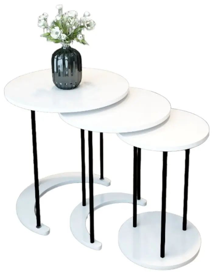 Set masute pentru reviste Prestige WH 50/40/30 3 pcs (White/Black) - 2