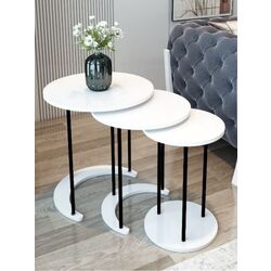 Set masute pentru reviste Prestige WH 50/40/30 3 pcs (White/Black)