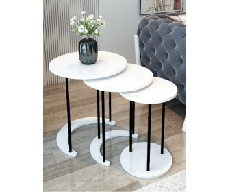 Set masute pentru reviste Prestige 50/40/30 3 pcs (White/Black)