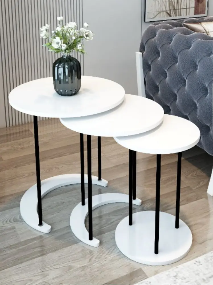 Set masute pentru reviste Prestige WH 50/40/30 3 pcs (White/Black)