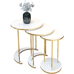 Набор журнальных столиков Prestige WH 50/40/30 3 pcs (White/Gold) Thumb