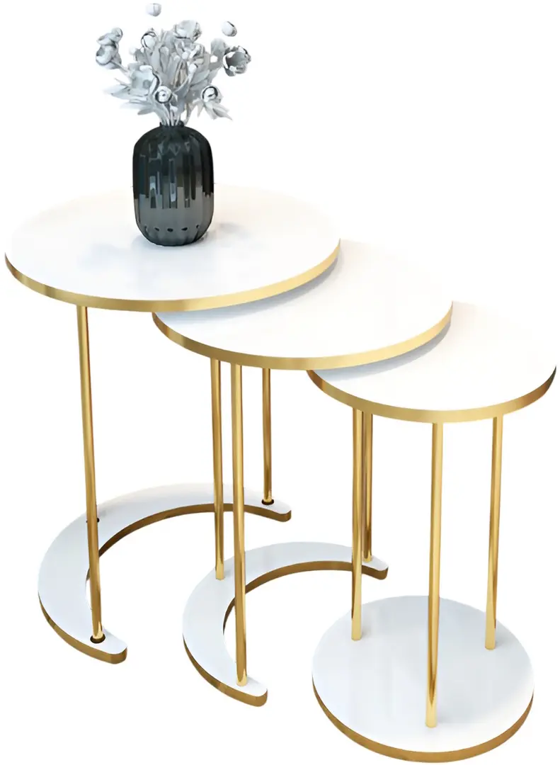 Набор журнальных столиков Prestige WH 50/40/30 3 pcs (White/Gold)