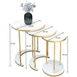 Набор журнальных столиков Prestige WH 50/40/30 3 pcs (White/Gold) Thumb