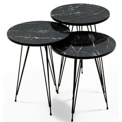 Set masute pentru reviste Prestige Bendir 3 pcs 330 (Black Marble/Black) Thumb