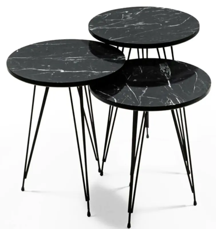 Set masute pentru reviste Prestige Bendir 3 pcs 330 (Black Marble/Black)