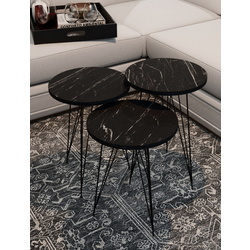 Set masute pentru reviste Prestige Bendir 3 pcs 330 (Black Marble/Black)