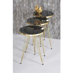 Set masute pentru reviste Prestige Bendir 3 pcs 330 (Black Marble/Gold)