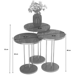 Set masute pentru reviste Prestige Bendir Round base 3 pcs (Black Marble/Black) Thumb