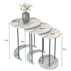 Set masute pentru reviste Prestige Efes 50/40/30 3 pcs (White Marble/Black) Thumb