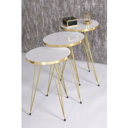 Набор журнальных столиков Prestige Ginsburg 3 pcs 330 (White/Gold) Thumb